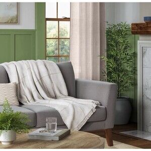 RARE Windowpane Boucle Throw Blanket Cream/Neutral - Threshold NEW